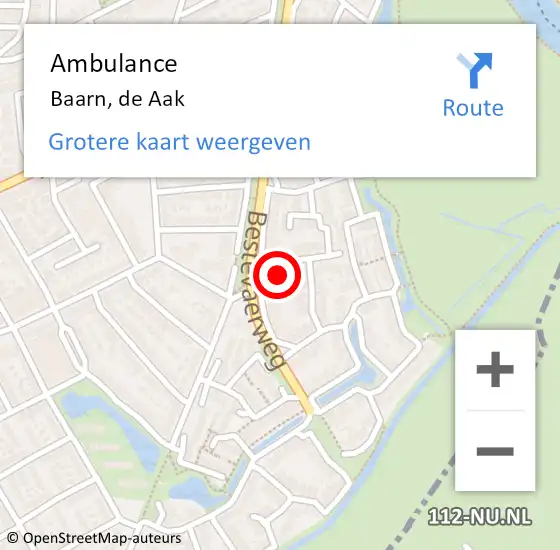 Locatie op kaart van de 112 melding: Ambulance Baarn, de Aak op 21 juli 2017 16:28