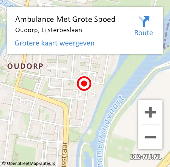 Locatie op kaart van de 112 melding: Ambulance Met Grote Spoed Naar Oudorp, Lijsterbeslaan op 21 juli 2017 16:56