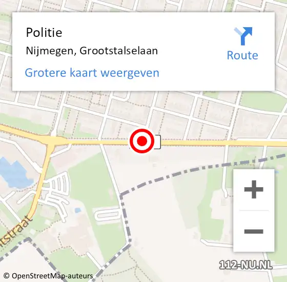 Locatie op kaart van de 112 melding: Politie Nijmegen, Grootstalselaan op 21 juli 2017 17:03