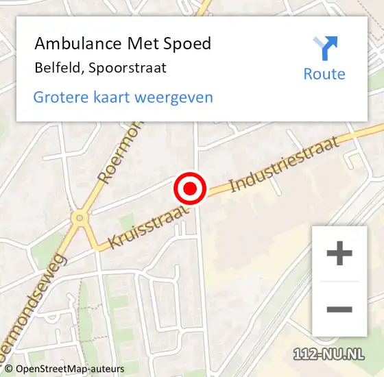 Locatie op kaart van de 112 melding: Ambulance Met Spoed Naar Belfeld, Spoorstraat op 21 juli 2017 17:16