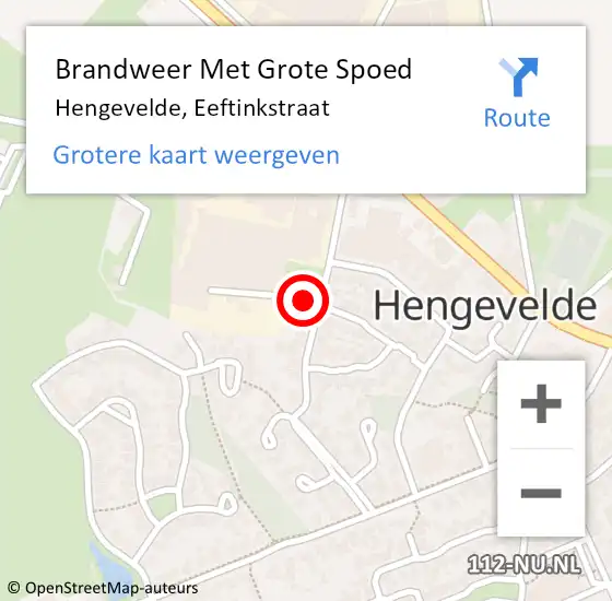 Locatie op kaart van de 112 melding: Brandweer Met Grote Spoed Naar Hengevelde, Eeftinkstraat op 21 juli 2017 17:17