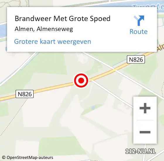 Locatie op kaart van de 112 melding: Brandweer Met Grote Spoed Naar Almen, Almenseweg op 21 juli 2017 17:23