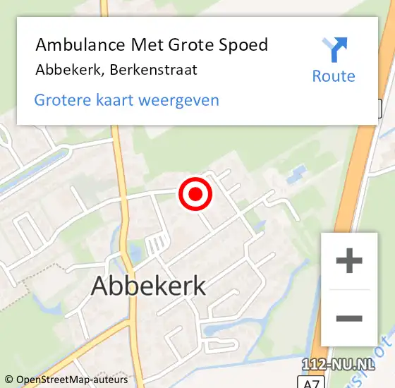 Locatie op kaart van de 112 melding: Ambulance Met Grote Spoed Naar Abbekerk, Berkenstraat op 21 juli 2017 18:22