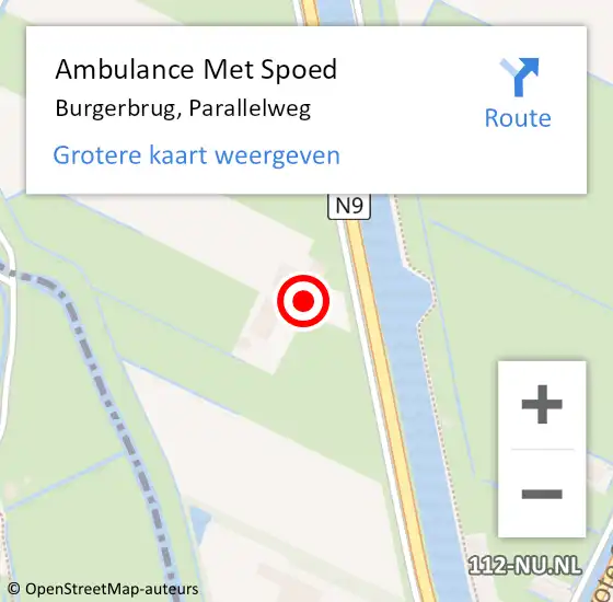 Locatie op kaart van de 112 melding: Ambulance Met Spoed Naar Burgerbrug, Parallelweg op 21 juli 2017 18:31