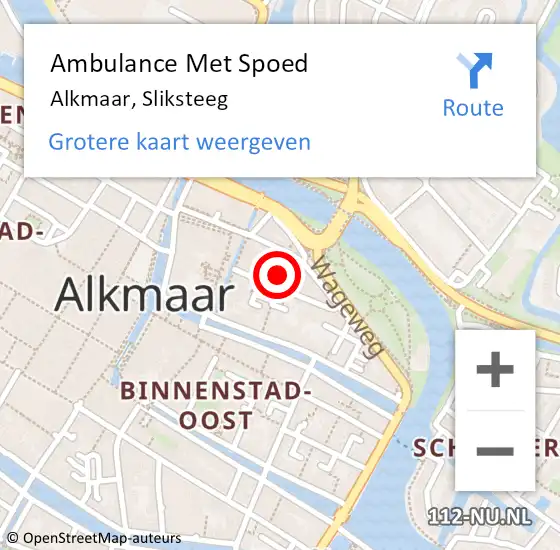 Locatie op kaart van de 112 melding: Ambulance Met Spoed Naar Alkmaar, Sliksteeg op 21 juli 2017 19:10