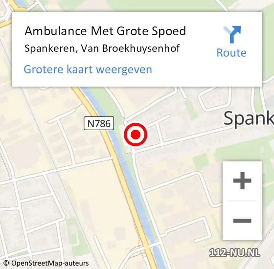 Locatie op kaart van de 112 melding: Ambulance Met Grote Spoed Naar Spankeren, Van Broekhuysenhof op 21 juli 2017 19:13