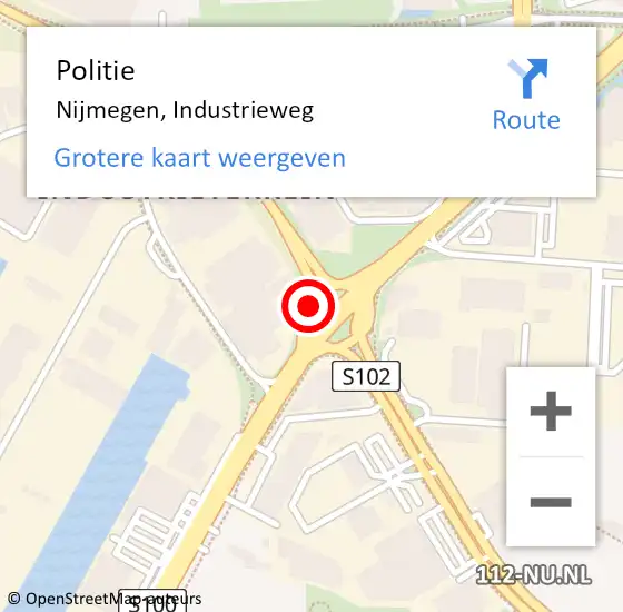 Locatie op kaart van de 112 melding: Politie Nijmegen, Industrieweg op 21 juli 2017 19:20