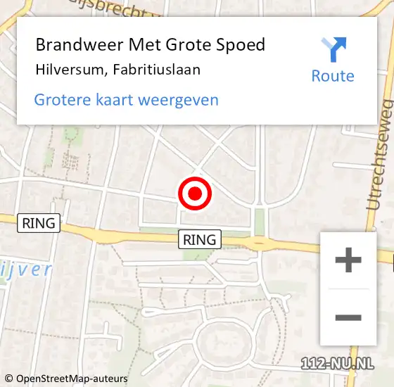 Locatie op kaart van de 112 melding: Brandweer Met Grote Spoed Naar Hilversum, Fabritiuslaan op 21 juli 2017 19:47