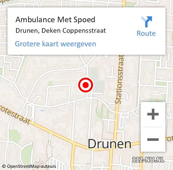 Locatie op kaart van de 112 melding: Ambulance Met Spoed Naar Drunen, Deken Coppensstraat op 21 juli 2017 20:18