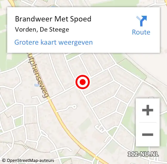 Locatie op kaart van de 112 melding: Brandweer Met Spoed Naar Vorden, De Steege op 27 januari 2014 17:11