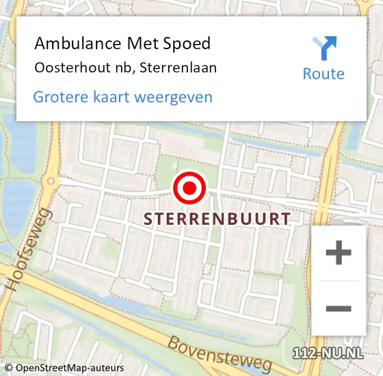 Locatie op kaart van de 112 melding: Ambulance Met Spoed Naar Oosterhout nb, Sterrenlaan op 21 juli 2017 20:54