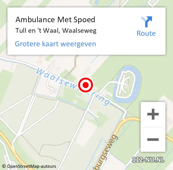 Locatie op kaart van de 112 melding: Ambulance Met Spoed Naar Tull en 't Waal, Waalseweg op 21 juli 2017 21:33