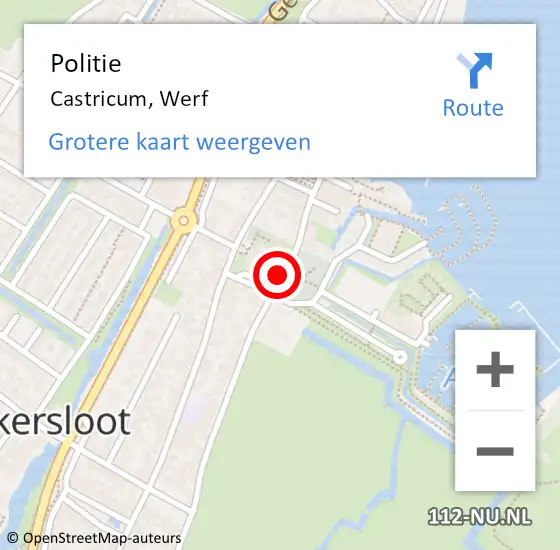 Locatie op kaart van de 112 melding: Politie Castricum, Werf op 21 juli 2017 22:13