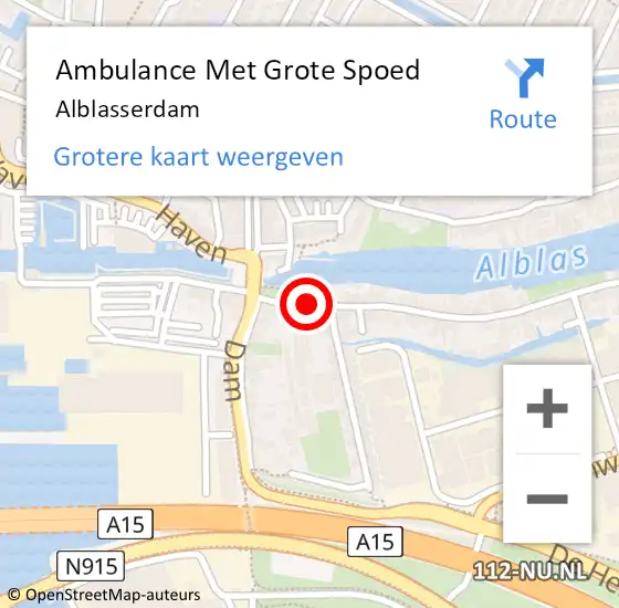 Locatie op kaart van de 112 melding: Ambulance Met Grote Spoed Naar Alblasserdam op 21 juli 2017 22:49