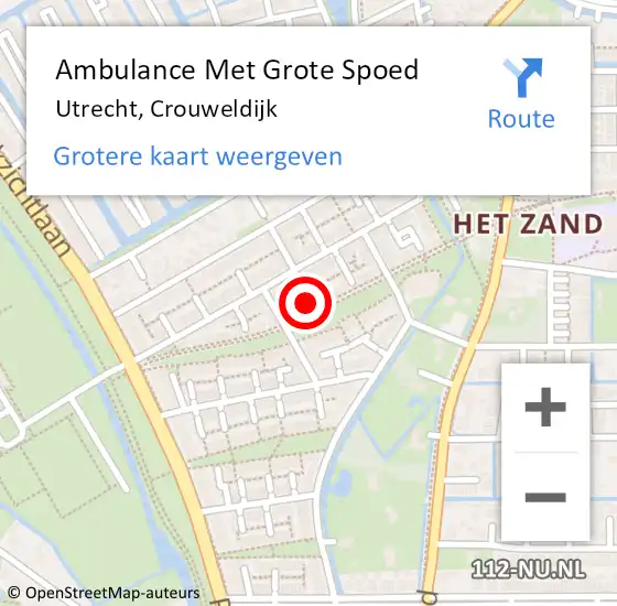 Locatie op kaart van de 112 melding: Ambulance Met Grote Spoed Naar Utrecht, Crouweldijk op 21 juli 2017 23:13