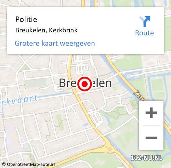 Locatie op kaart van de 112 melding: Politie Breukelen, Kerkbrink op 22 juli 2017 00:24