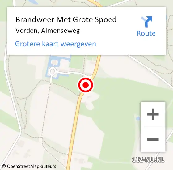 Locatie op kaart van de 112 melding: Brandweer Met Grote Spoed Naar Vorden, Almenseweg op 22 juli 2017 01:46