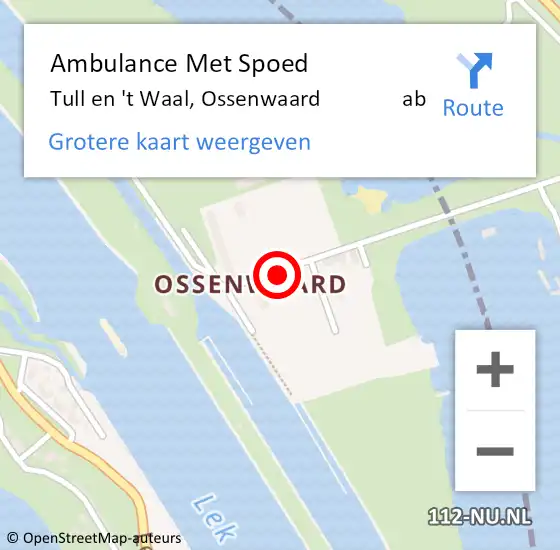 Locatie op kaart van de 112 melding: Ambulance Met Spoed Naar Tull en 't Waal, Ossenwaard               ab op 22 juli 2017 02:36