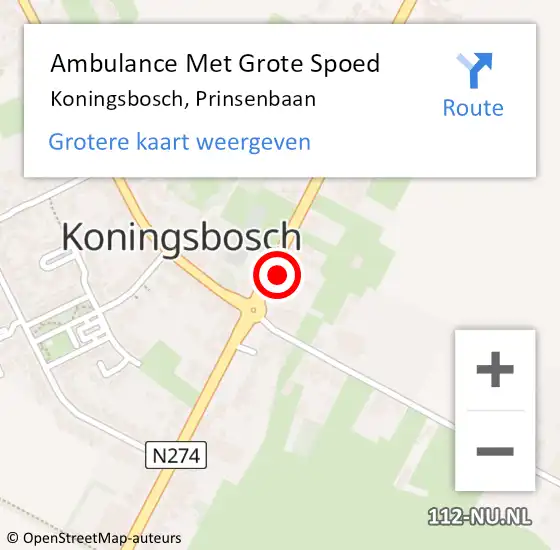 Locatie op kaart van de 112 melding: Ambulance Met Grote Spoed Naar Koningsbosch, Prinsenbaan op 22 juli 2017 03:57