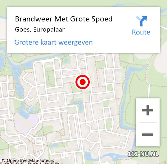 Locatie op kaart van de 112 melding: Brandweer Met Grote Spoed Naar Goes, Europalaan op 22 juli 2017 03:57