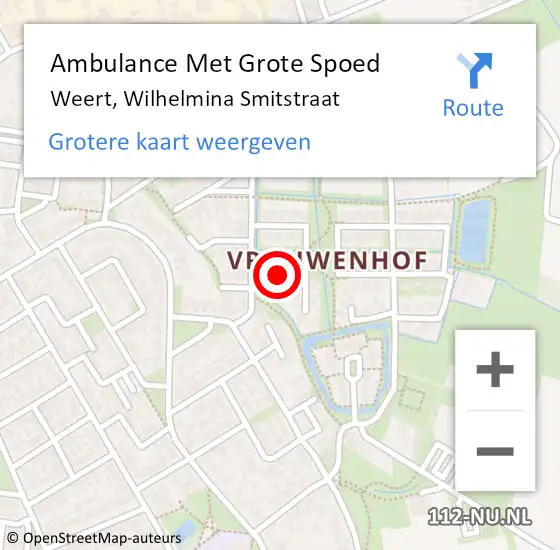 Locatie op kaart van de 112 melding: Ambulance Met Grote Spoed Naar Weert, Wilhelmina Smitstraat op 22 juli 2017 04:15