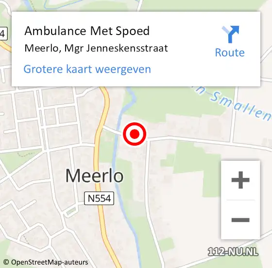 Locatie op kaart van de 112 melding: Ambulance Met Spoed Naar Meerlo, Mgr Jenneskensstraat op 22 juli 2017 04:43