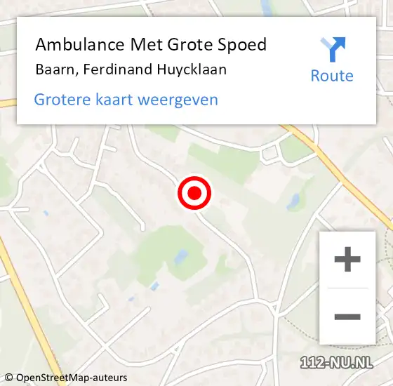 Locatie op kaart van de 112 melding: Ambulance Met Grote Spoed Naar Baarn, Ferdinand Huycklaan op 22 juli 2017 04:57