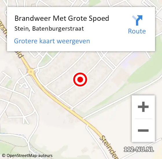 Locatie op kaart van de 112 melding: Brandweer Met Grote Spoed Naar Stein, Batenburgerstraat op 22 juli 2017 05:05