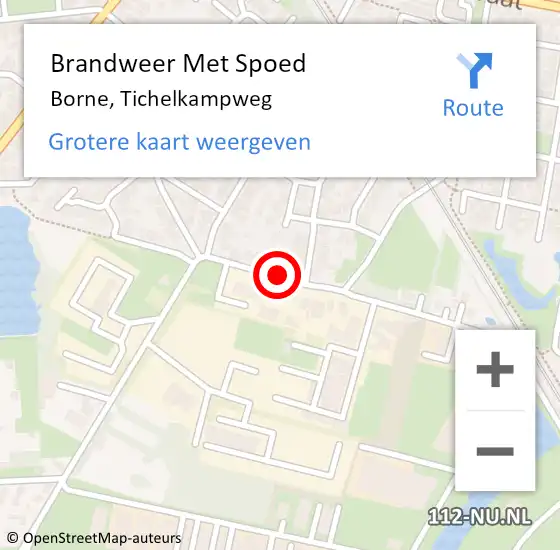 Locatie op kaart van de 112 melding: Brandweer Met Spoed Naar Borne, Tichelkampweg op 22 juli 2017 05:27