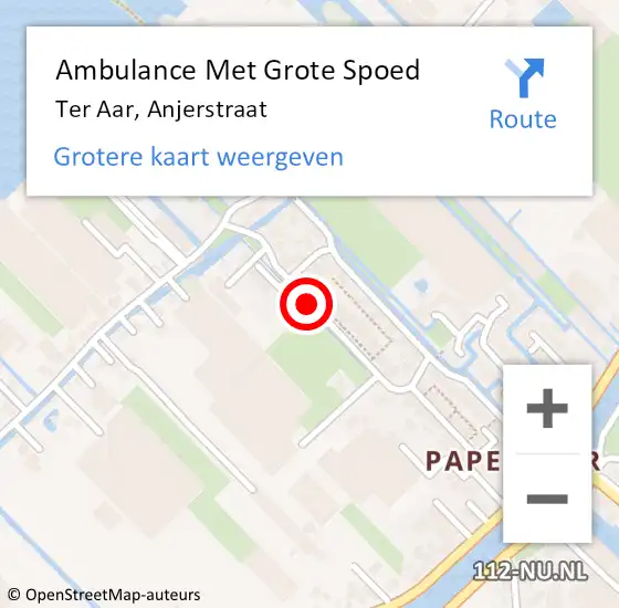 Locatie op kaart van de 112 melding: Ambulance Met Grote Spoed Naar Ter Aar, Anjerstraat op 22 juli 2017 06:36