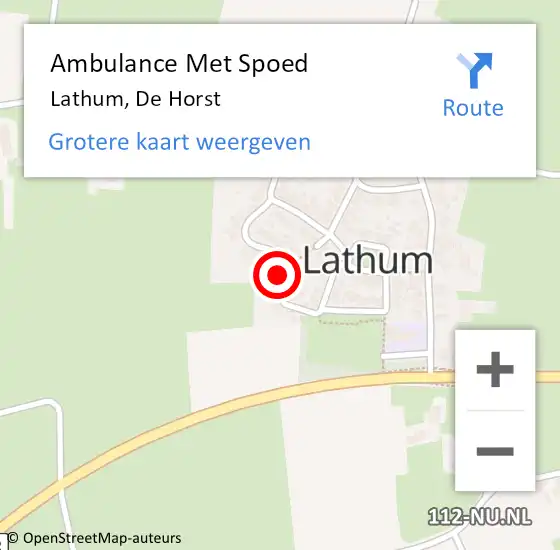 Locatie op kaart van de 112 melding: Ambulance Met Spoed Naar Lathum, De Horst op 22 juli 2017 08:01