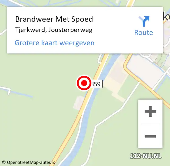 Locatie op kaart van de 112 melding: Brandweer Met Spoed Naar Tjerkwerd, Jousterperweg op 22 juli 2017 08:03