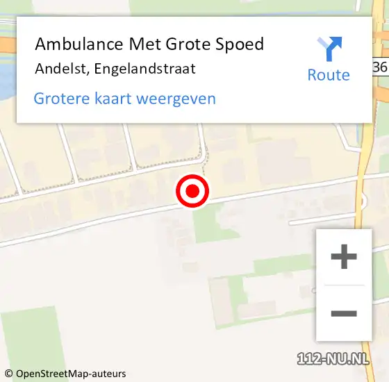 Locatie op kaart van de 112 melding: Ambulance Met Grote Spoed Naar Andelst, Engelandstraat op 22 juli 2017 09:07