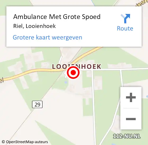 Locatie op kaart van de 112 melding: Ambulance Met Grote Spoed Naar Riel, Looienhoek op 22 juli 2017 09:12