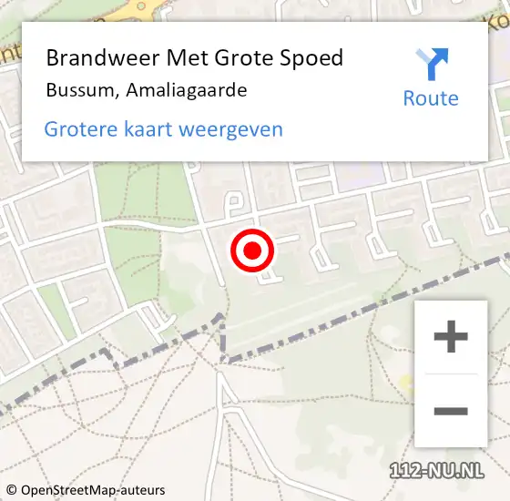 Locatie op kaart van de 112 melding: Brandweer Met Grote Spoed Naar Bussum, Amaliagaarde op 22 juli 2017 09:16