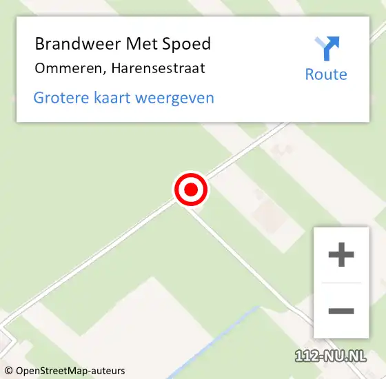 Locatie op kaart van de 112 melding: Brandweer Met Spoed Naar Ommeren, Harensestraat op 22 juli 2017 09:16