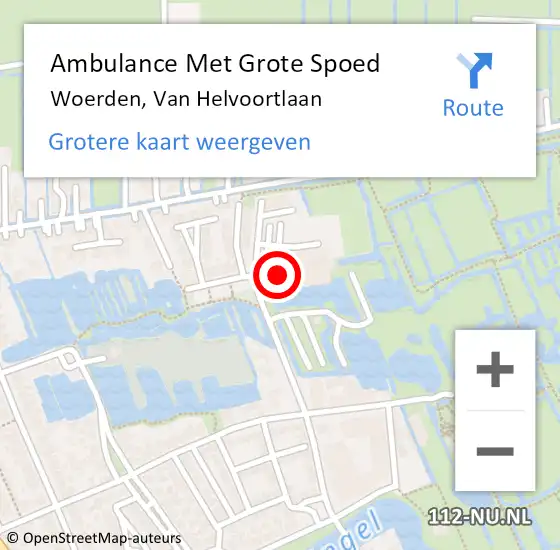 Locatie op kaart van de 112 melding: Ambulance Met Grote Spoed Naar Woerden, Van Helvoortlaan op 22 juli 2017 09:35