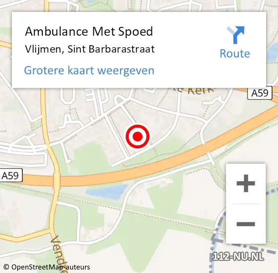 Locatie op kaart van de 112 melding: Ambulance Met Spoed Naar Vlijmen, Sint Barbarastraat op 22 juli 2017 09:37