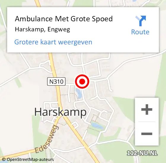 Locatie op kaart van de 112 melding: Ambulance Met Grote Spoed Naar Harskamp, Engweg op 22 juli 2017 10:38