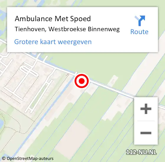 Locatie op kaart van de 112 melding: Ambulance Met Spoed Naar Tienhoven, Westbroekse Binnenweg op 22 juli 2017 10:54