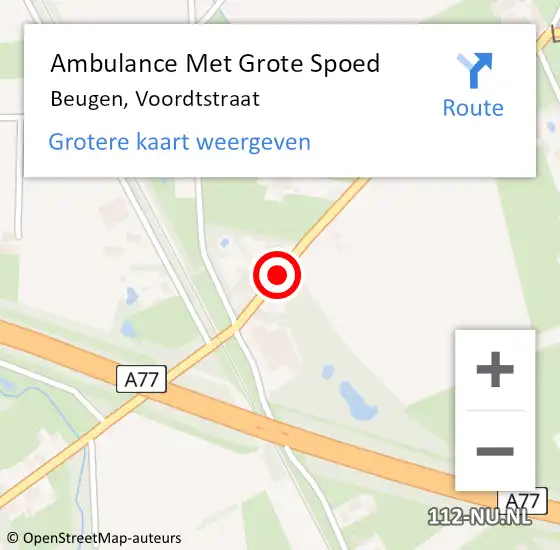 Locatie op kaart van de 112 melding: Ambulance Met Grote Spoed Naar Beugen, Voordtstraat op 22 juli 2017 11:10