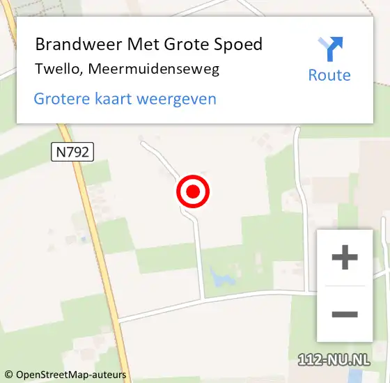 Locatie op kaart van de 112 melding: Brandweer Met Grote Spoed Naar Twello, Meermuidenseweg op 22 juli 2017 11:25