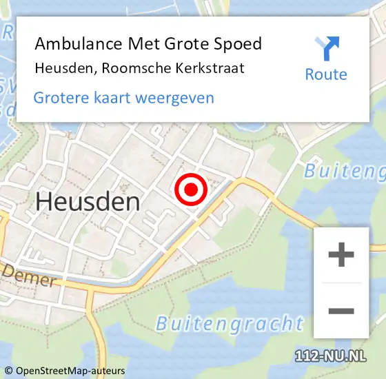 Locatie op kaart van de 112 melding: Ambulance Met Grote Spoed Naar Heusden, Roomsche Kerkstraat op 22 juli 2017 11:29
