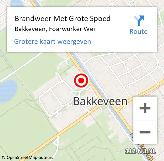 Locatie op kaart van de 112 melding: Brandweer Met Grote Spoed Naar Bakkeveen, Foarwurker Wei op 22 juli 2017 11:38