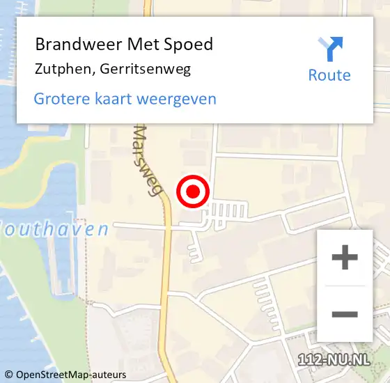 Locatie op kaart van de 112 melding: Brandweer Met Spoed Naar Zutphen, Gerritsenweg op 22 juli 2017 11:44