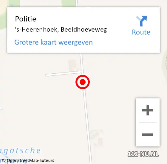 Locatie op kaart van de 112 melding: Politie 's-Heerenhoek, Beeldhoeveweg op 22 juli 2017 12:10