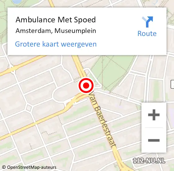Locatie op kaart van de 112 melding: Ambulance Met Spoed Naar Amsterdam, Museumplein op 22 juli 2017 12:17