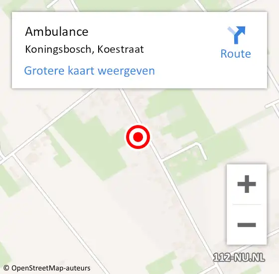 Locatie op kaart van de 112 melding: Ambulance Koningsbosch, Koestraat op 22 juli 2017 12:45