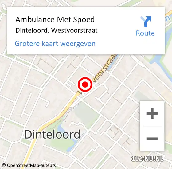 Locatie op kaart van de 112 melding: Ambulance Met Spoed Naar Dinteloord, Westvoorstraat op 22 juli 2017 13:02