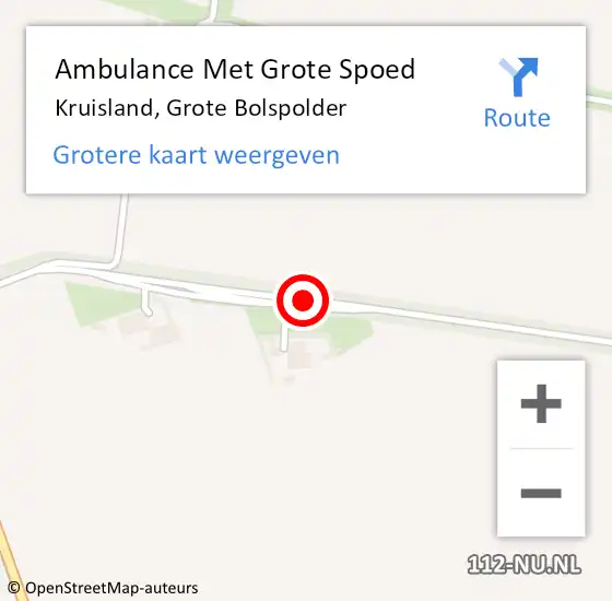 Locatie op kaart van de 112 melding: Ambulance Met Grote Spoed Naar Kruisland, Grote Bolspolder op 22 juli 2017 13:26